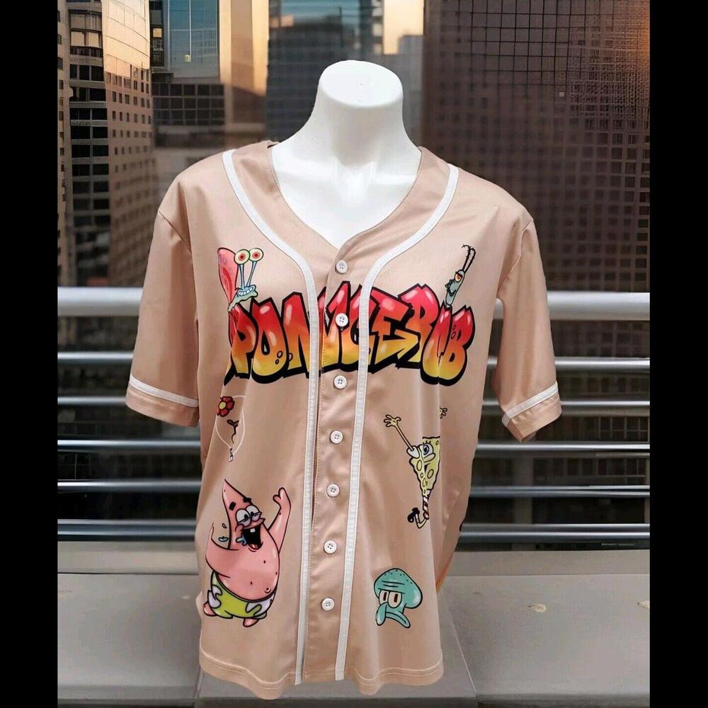 Nickelodeon Women/Mens Spongebob Squarepants Baseball Jersey SZ Medium Graphic